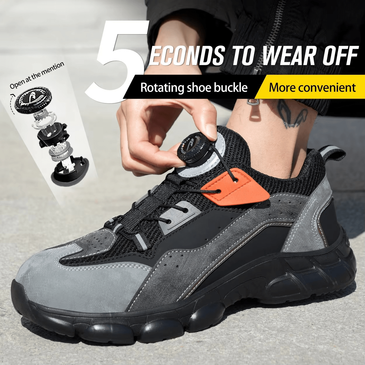 Gravok - Men's Steel Toe Work Shoes | Knob Lacing System
