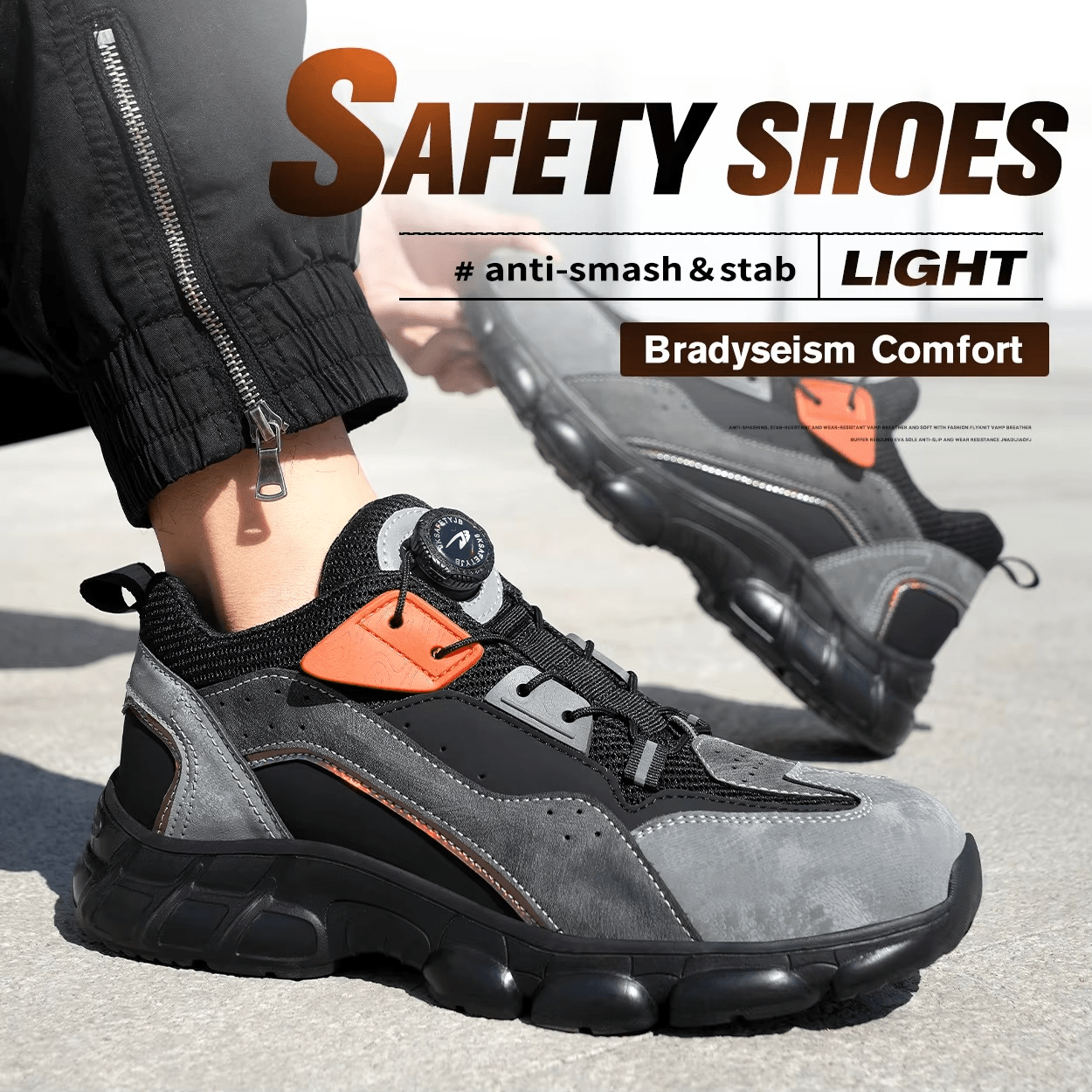 Gravok - Men's Steel Toe Work Shoes | Knob Lacing System