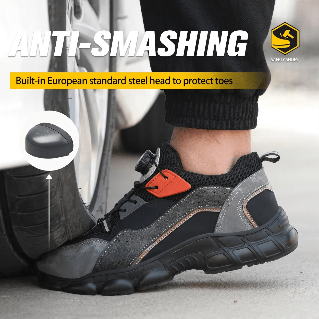 Gravok - Men's Steel Toe Work Shoes | Knob Lacing System