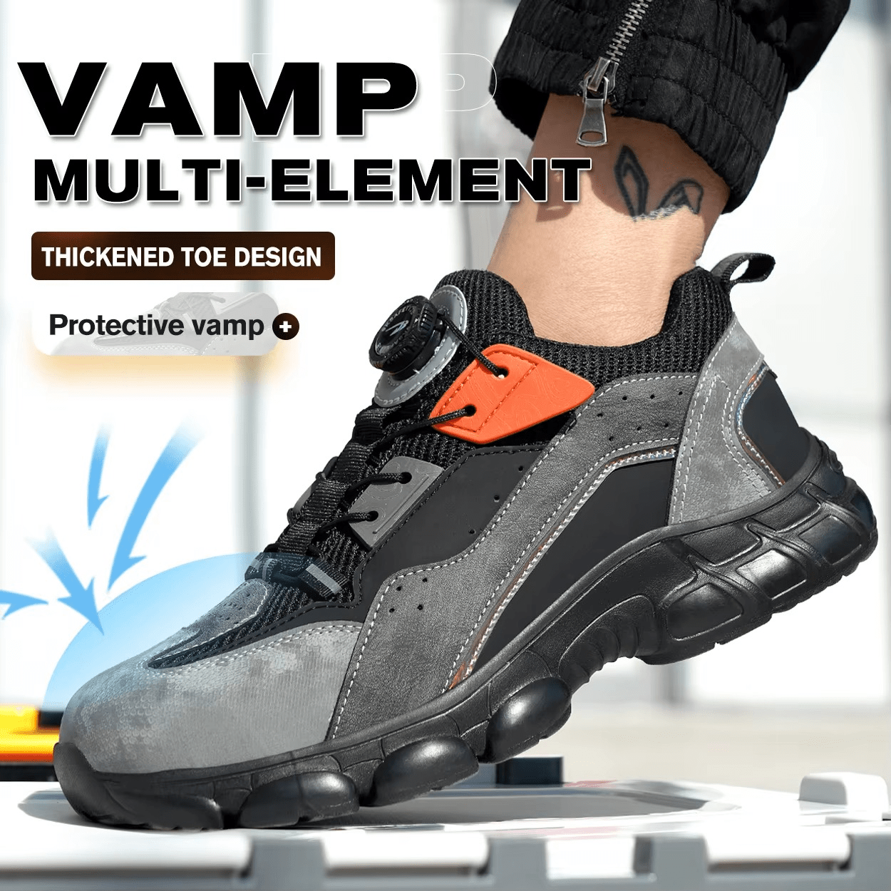 Gravok - Men's Steel Toe Work Shoes | Knob Lacing System