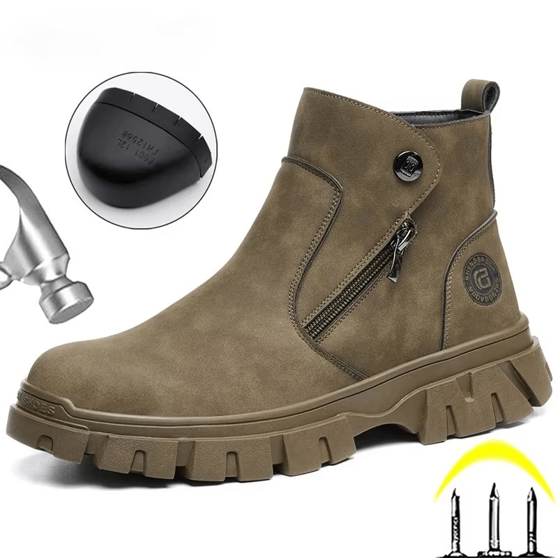 Hardrock - Waterproof Steel Toe Work Boots | Side Zipper Protection