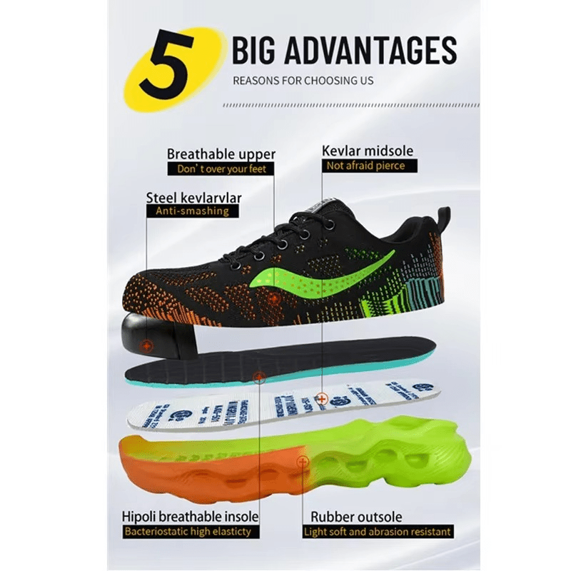 Kravon - Men's Steel Toe Work Shoes | Shock Absorbing